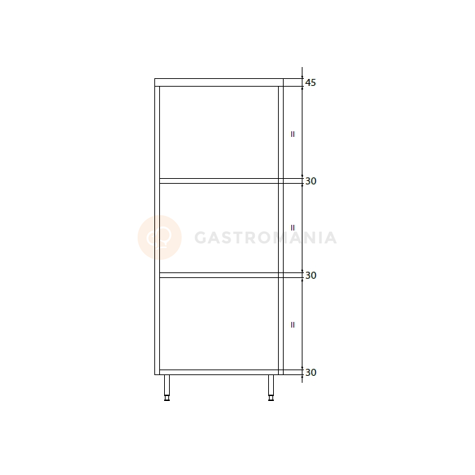 Szafa przelotowa podwójna ze stali nierdzewnej z drzwiami suwanymi i półkami 1100x600x1800 mm | DORA METAL, DM-3333.01