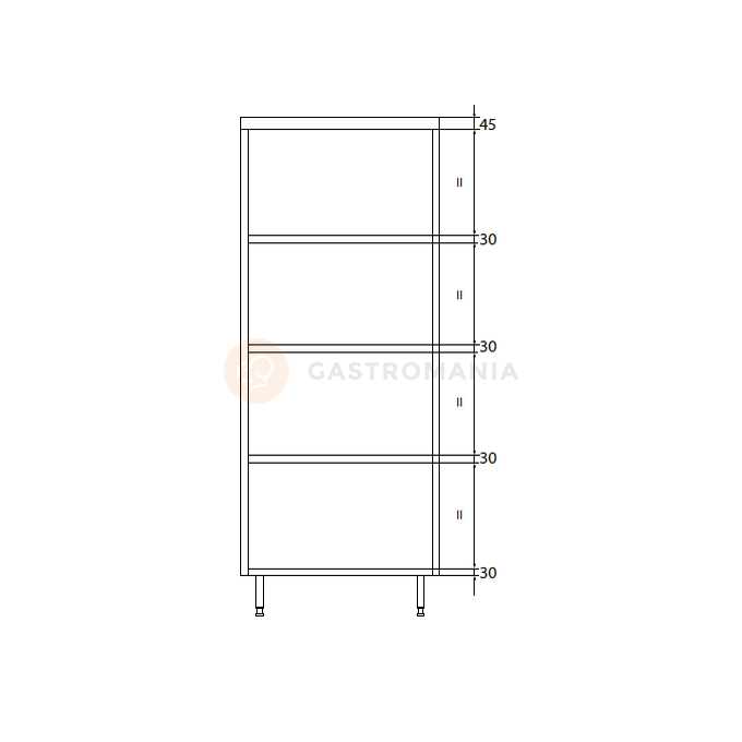 Szafa magazynowa podwójna ze stali nierdzewnej z półkami 900x500x2000 mm | DORA METAL, DM-3303.02