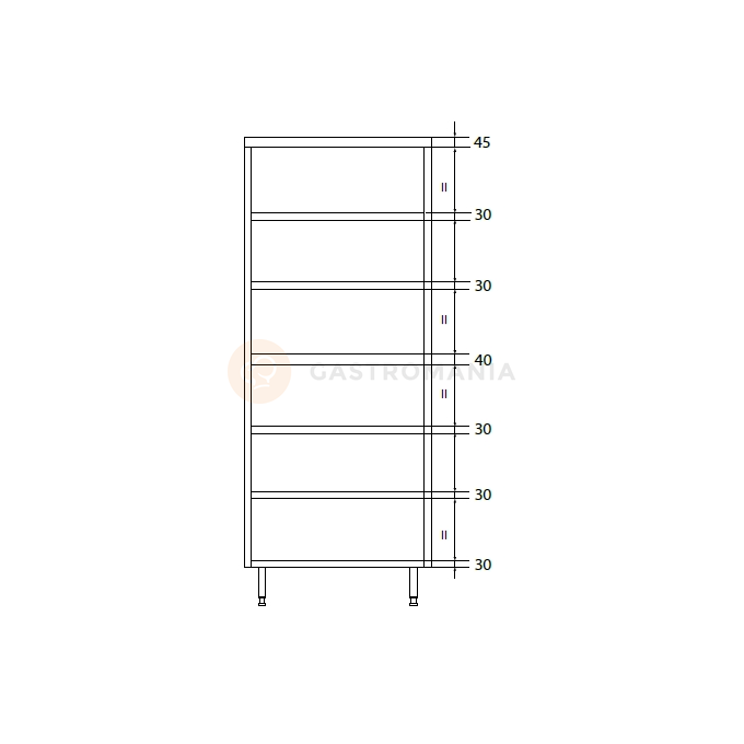 Szafa przelotowa podwójna ze stali nierdzewnej z dzieloną komorą i półkami 1100x700x2000 mm | DORA METAL, DM-3307.02