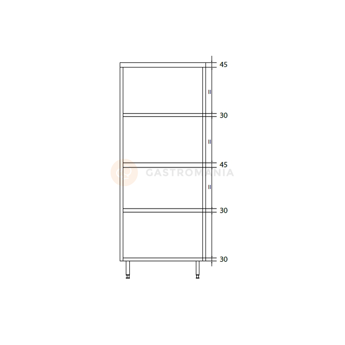 Szafa przelotowa podwójna ze stali nierdzewnej z drzwiami suwanymi, dzieloną komorą i półkami 1200x500x2000 mm | DORA METAL, DM-3309.01