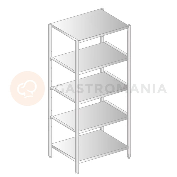 Regał magazynowy ze stali nierdzewnej z półkami przestawnymi 1200x600x2000 mm | DORA METAL, DM-3321