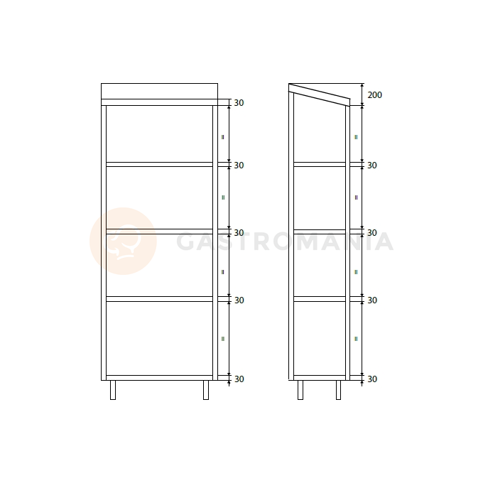 Szafa magazynowa podwójna z dachem skośnym ze stali nierdzewnej, drzwiami suwanymi i półkami przestawnymi 1600x500x2000 mm | DORA METAL, DM-3310.05