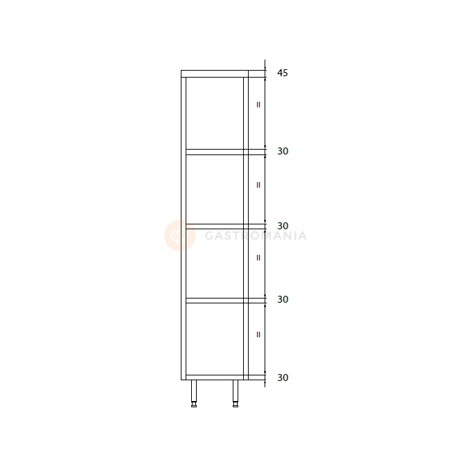 Szafa magazynowa pojedyncza ze stali nierdzewnej z półkami 500x600x2000 mm | DORA METAL, DM-3301.01