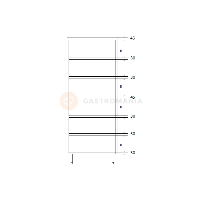 Szafa magazynowa podwójna ze stali nierdzewnej z drzwiami suwanymi, dzieloną komorą i półkami 1400x700x2000 mm | DORA METAL, DM-3308.02