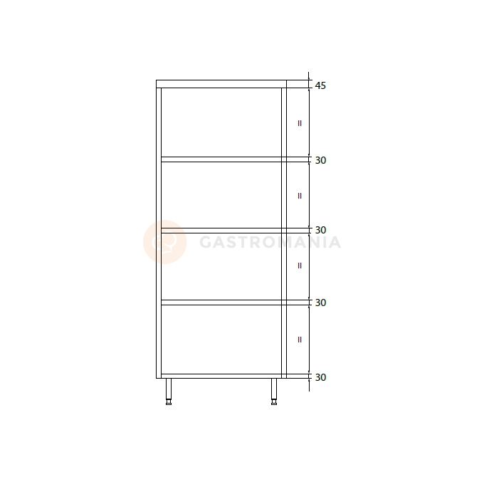 Szafa przelotowa podwójna ze stali nierdzewnej z drzwiami suwanymi i półkami 900x700x1800 mm | DORA METAL, DM-3333.02