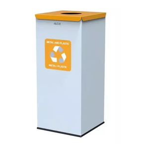 Kosz na śmieci do segregacji - metal i plastik, 60 l, 69x30x30 cm, biały/żółty | ALDA, Eko Square Nord
