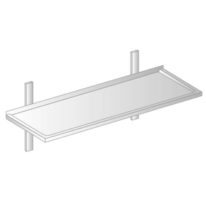 Półka wisząca ze stali nierdzewnej pojedyncza z powierzchnią wklęsłą 1100x300x250 mm | DORA METAL, DM-3502