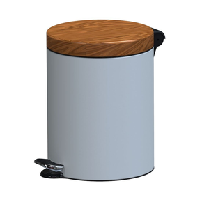Kosz na śmieci pedałowy z drewnianą pokrywą 5 l, 28x21 cm, biały/złoty dąb | ALDA, Freedom Fresh