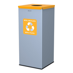 Kosz na śmieci do segregacji - metal i plastik, 60 l, 69x30x30 cm, szary/żółty | ALDA, Eko Square
