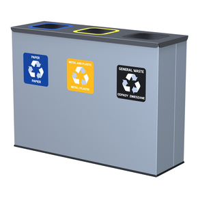 Kosz na śmieci do segregacji - papier, metal i plastik, odpady zmieszane, 3x60 l, 69x91x31 cm, szary/ciemny szary | ALDA, Eko Station