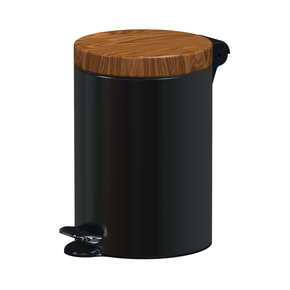 Kosz na śmieci pedałowy z drewnianą pokrywą 3 l, 26x17 cm, czarny/złoty dąb | ALDA, Freedom Fresh