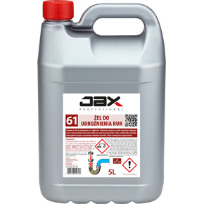 Żel do udrażniania rur, przeczyszczania zapchanych odpływów 5 l | JAX, 61