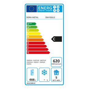 Szafa chłodnicza piekarnicza pojedyncza ze stali nierdzewnej z drzwiami pełnymi 610 l, 720x821x2050 mm | DORA METAL, DM-92612 Standard