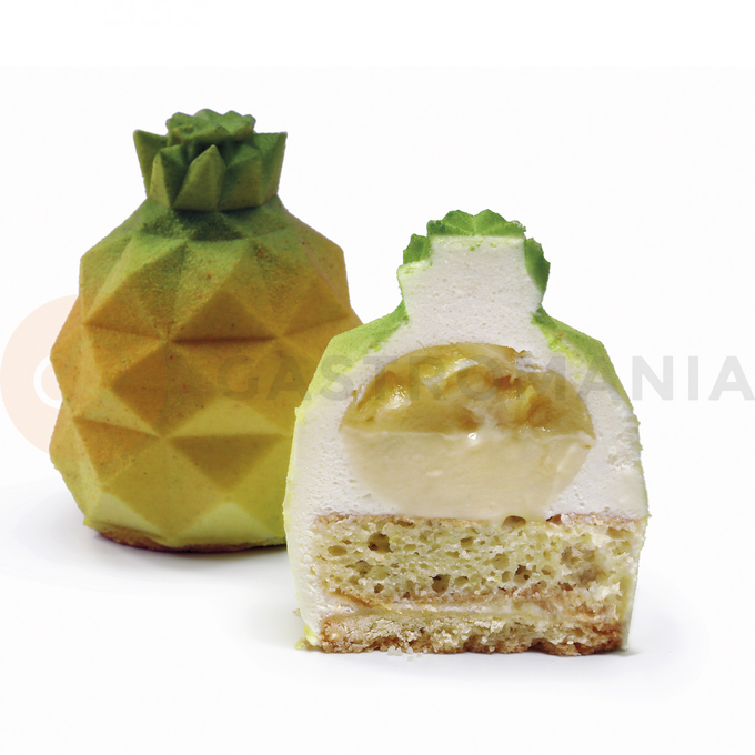 Silikonowa forma do ciastek i monoporcji, ananas, 4x 150 ml, 100x380x60 mm | DINARA KASKO, Pineapple