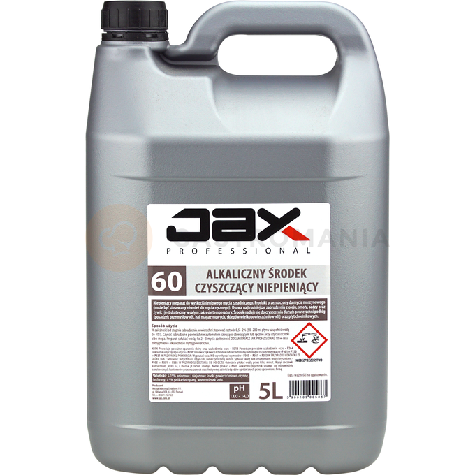Alkaliczny środek czyszczący niepieniący do czyszczenia dużych powierzchni 5 l | JAX, 60