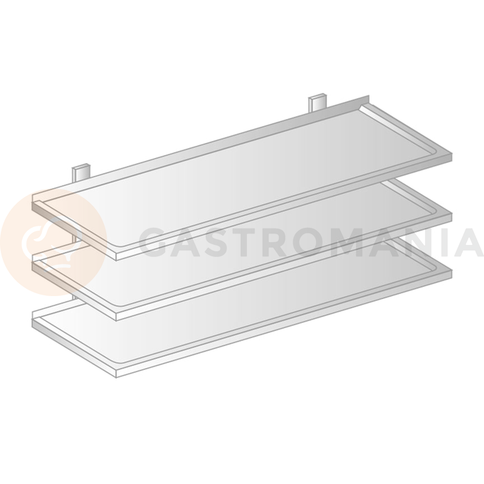 Półka wisząca przestawna ze stali nierdzewnej potrójna z powierzchnią wklęsłą 600x300x1050 mm | DORA METAL, DM-3506