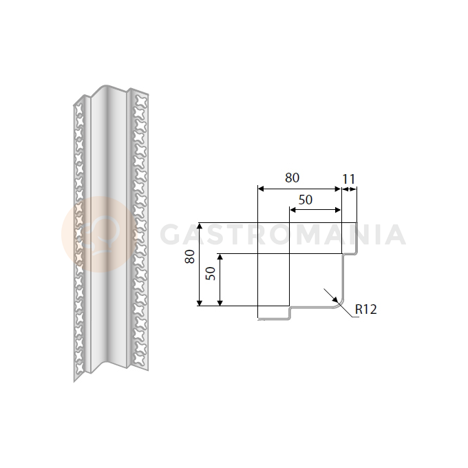 Narożnik wewnętrzny ze stali nierdzewnej 1700 mm | DORA METAL, DM-3509.2