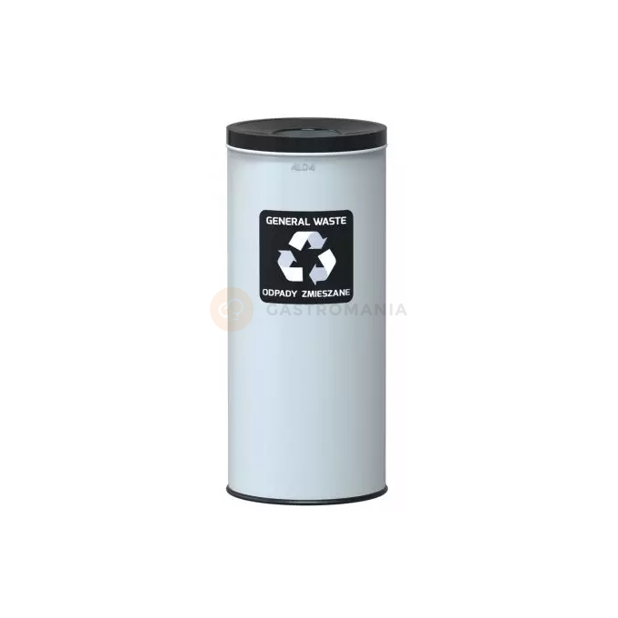 Kosz na śmieci do segregacji - odpady zmieszane, 45 l, 69x30 cm, biały/czarny | ALDA, Eko Nord