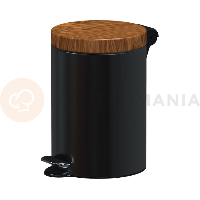 Kosz na śmieci pedałowy z drewnianą pokrywą 3 l, 26x17 cm, czarny/złoty dąb | ALDA, Freedom Fresh