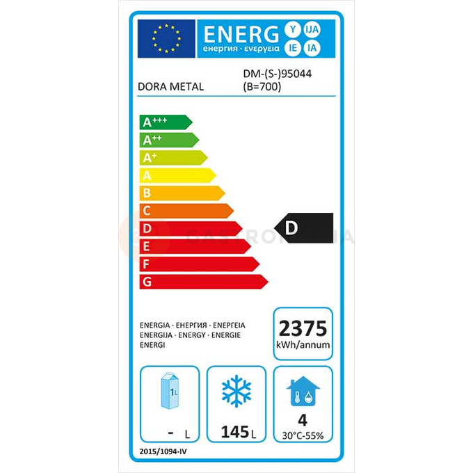 Stół mroźniczy z agregatem i drzwiami pełnymi 950x700x850 mm | DORA METAL, DM-95044