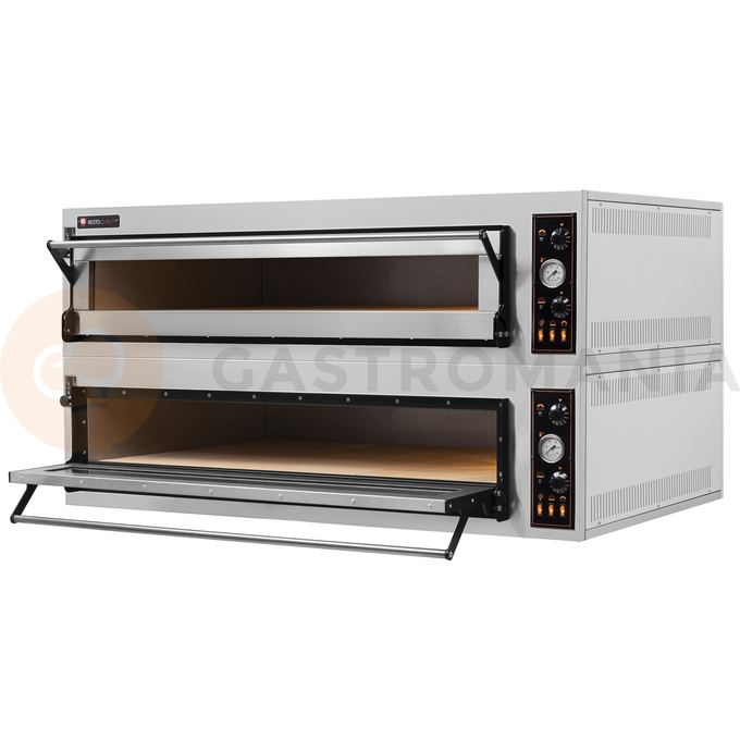 Piec do pizzy elektryczny, sterowanie manualne, piekarniczy modułowy szamotowy, szeroki, 6+6x 40 cm, 4+4x 600x400 mm, 1540x985x750 mm | RESTO QUALITY, BAKE 66/L