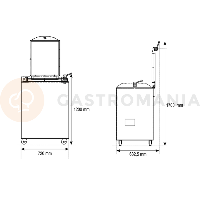 Hydrauliczna dzielarka do ciasta z kwadratową komorą, 720x633x1200 mm | RESTO QUALITY, DIVO P
