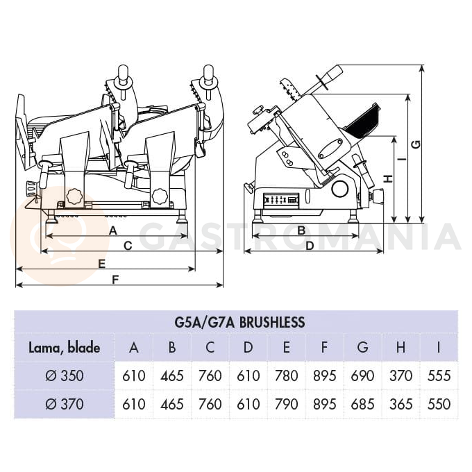 Krajalnica grawitacyjna do wędlin i serów, automatyczna, z wbudowanym licznikiem plastrów, nóż Ø 350mm, 0,38 kW, 780x610x690 mm | RESTO QUALITY, G5A