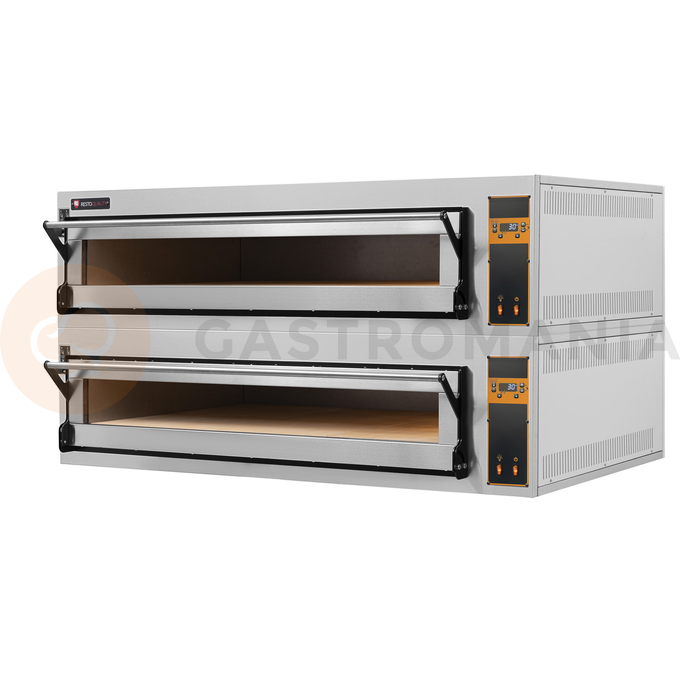 Piec do pizzy elektryczny, sterowanie elektroniczne, piekarniczy modułowy szamotowy, szeroki, 6+6x 40 cm, 4+4x 600x400 mm, 1540x985x750 mm | RESTO QUALITY, BAKE D66/L
