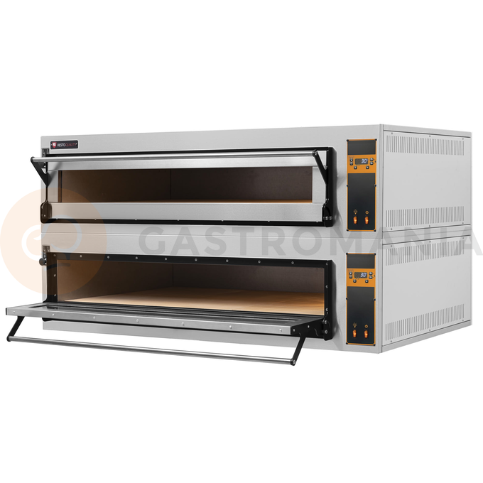 Piec do pizzy elektryczny, sterowanie elektroniczne, piekarniczy modułowy szamotowy, szeroki, 6+6x 40 cm, 4+4x 600x400 mm, 1540x985x750 mm | RESTO QUALITY, BAKE D66/L