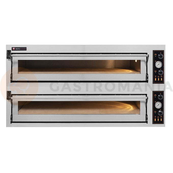Piec do pizzy elektryczny, sterowanie manualne, piekarniczy modułowy szamotowy, szeroki, 6+6x 40 cm, 4+4x 600x400 mm, 1540x985x750 mm | RESTO QUALITY, BAKE 66/L