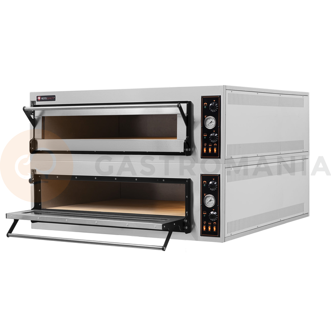 Piec do pizzy elektryczny, sterowanie manualne, piekarniczy modułowy szamotowy, 6+6x 40 cm, 4+4x 600x400 mm, 1130x1400x750 mm | RESTO QUALITY, BAKE 66