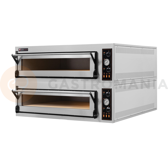 Piec do pizzy elektryczny, sterowanie manualne, piekarniczy modułowy szamotowy, 6+6x 40 cm, 4+4x 600x400 mm, 1130x1400x750 mm | RESTO QUALITY, BAKE 66