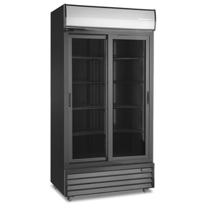 Szafa chłodnicza przeszklona, 800 l, drzwi przesuwne, czarna, 1000x660x2030 mm | RESTO QUALITY, RQ801SL-BLACK