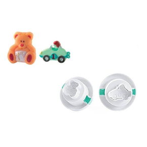 Wycinarka z wypychaczem do ciasta w kształcie autka i misia, komplet 2 szt. | SILIKOMART, TAG14 Cutter Toys