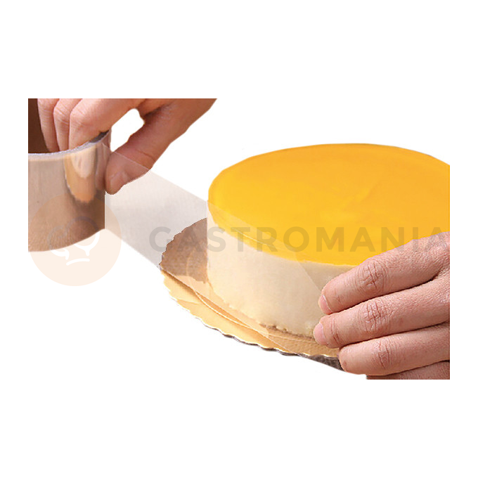 Nieprzywierająca taśma PVC idealna do oklejania brzegów krążków do ciast oraz do wykonywania ozdób czekoladowych 25 mm x 10 m | SILIKOMART, 73.491.86.0001
