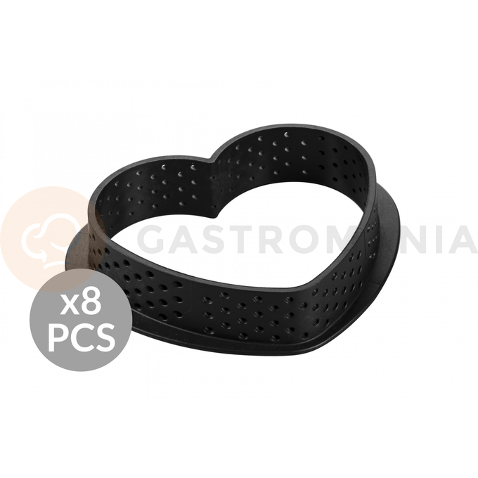 Forma do tart, pierścień w kształcie serca 80x70x20 mm, 8 szt., Tarte Ring Amore | SILIKOMART, Tarte 4.0