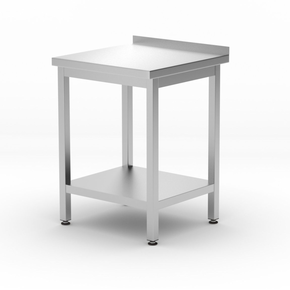 Stół przyścienny z półką – skręcany 600x600x850 mm | HENDI, Budget Line