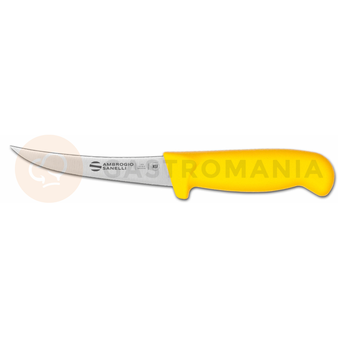 Nóż do trybowania, zakrzywiony, żółty, 13 cm | AMBROGIO SANELLI, Supra Colore
