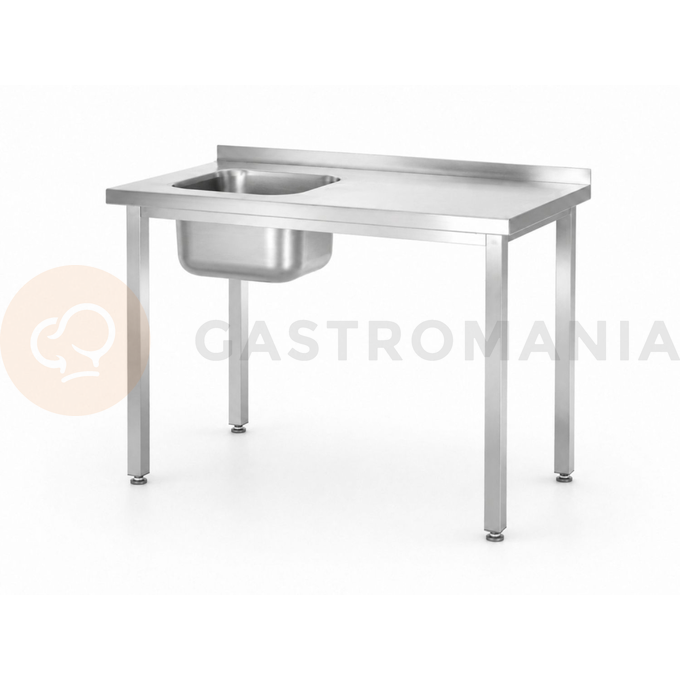Stół ze zlewem 1-komorowym bez półki – skręcany, zlew po lewej stronie 1000x600x850 mm | HENDI, Budget Line