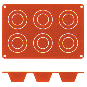 Mata silikonowa w kolorze terakoty na Muffinki, 6 foremek, średnica 69 mm | CONTACTO, 6634/076