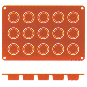 Mata silikonowa w kolorze terakoty na Petit Fours, 15 foremek, średnica 40 mm | CONTACTO, 6635/415
