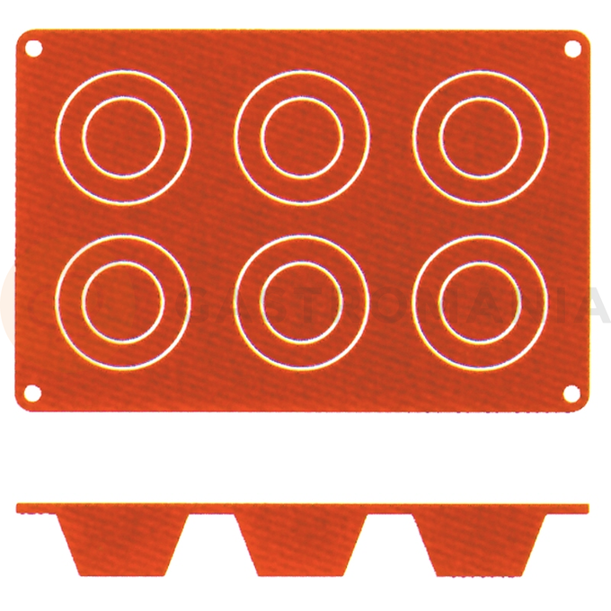 Mata silikonowa w kolorze terakoty na Muffinki, 6 foremek, średnica 69 mm | CONTACTO, 6634/076