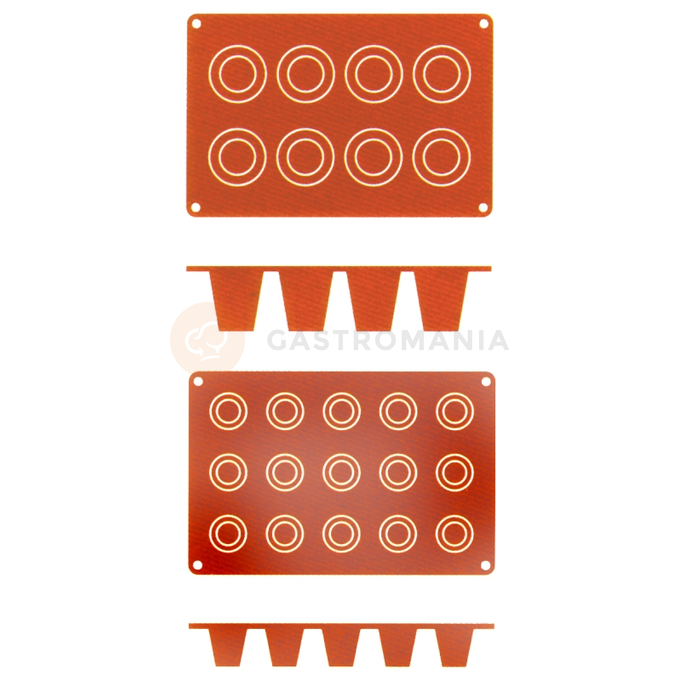 Mata silikonowa w kolorze terakoty na francuskie Dariol, 8 foremek, średnica 55 mm | CONTACTO, 6633/538