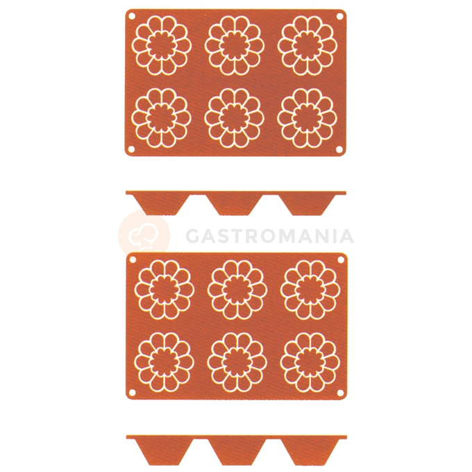 Mata silikonowa w kolorze terakoty do babek Briochette, 6 foremek, 300x175x30 mm | CONTACTO, 6638/863