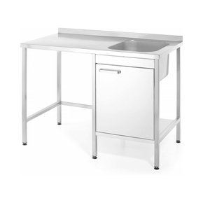 Stół ze zlewem i miejscem na zmywarkę/zamrażarkę, 1200x650x(H)900 mm | BARMATIC, Oxygen
