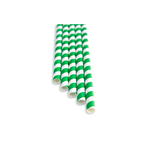 Rurki, słomki zielone paski 8x250 mm (op. 100 szt) | BAREQ, FF-2508PG