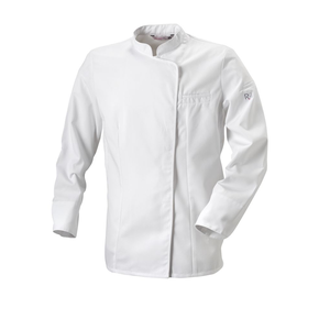 Bluza kucharska biała, biała lamówka, długi rękaw rozm. XXXL | ROBUR, Expression