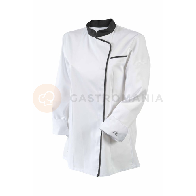 Bluza kucharska biała, szara lamówka, długi rękaw rozm. XL | ROBUR, Expression