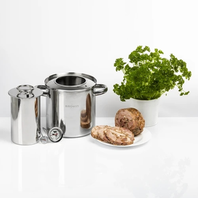 Zestaw z płaszczem wodnym - szynkowar 1,5 kg + garnek + 2 termometry + woreczki | BROWIN, 313016