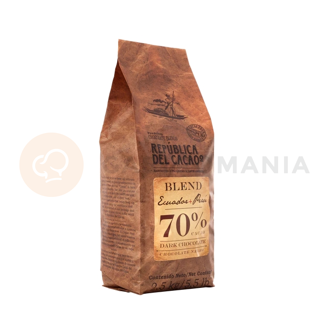 Ciemna czekolada 70% Ecuador+Peru 2,5 kg | REPUBLICA DEL CACAO, 18836-25